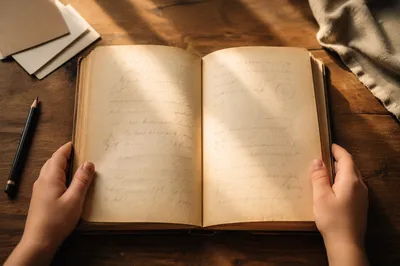 Child Reading Old Book in Warm Wonder