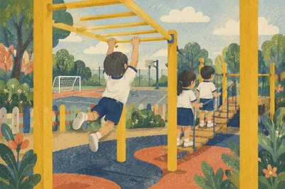 Children Playing at School Recess Playground