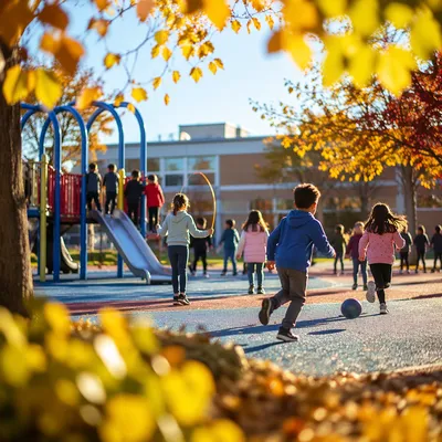 Children Playing at School Recess