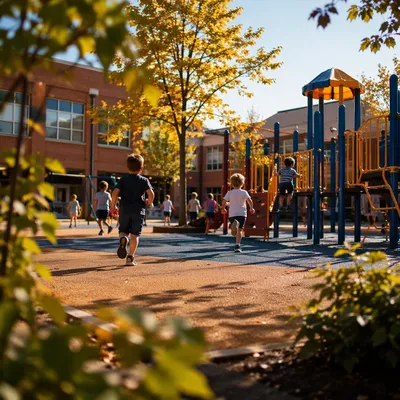Children Playing at School Recess Playground
