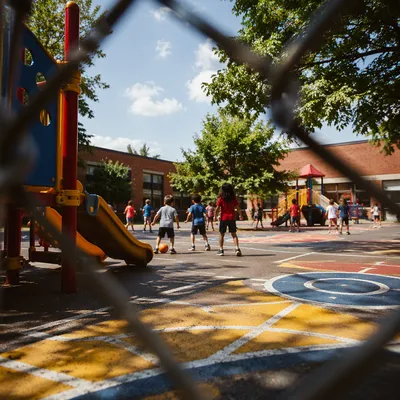 Children Playing at School Recess Playground