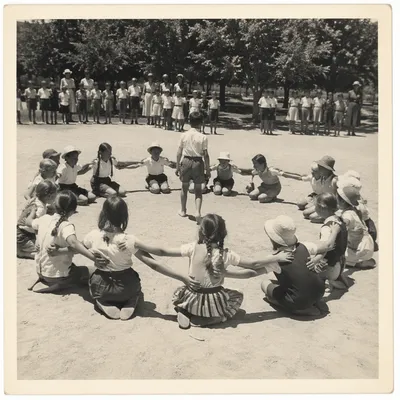 Children Playing Circle Game at Recess