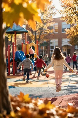 Children Playing at School Recess Playground