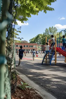 Joyful School Recess on Outdoor Playground