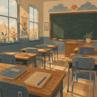 Quiet Empty Classroom Before Morning Lessons