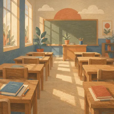 Empty Classroom in Morning Sunlight
