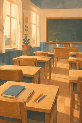 Empty Classroom in Warm Morning Light