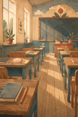 Quiet Classroom with Morning Sunlight