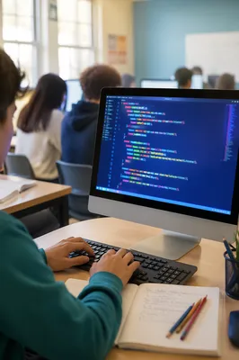 Colorful Python Coding Class Monitor Scene