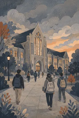 Moody College Campus Building at Dusk