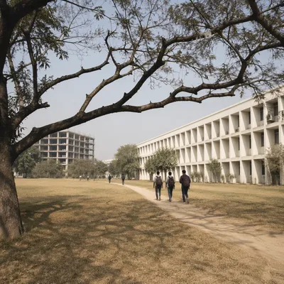 Quiet College Campus Afternoon Walkway Scene