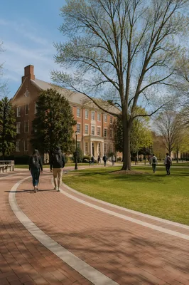 Red Brick College Campus Walkway Scene