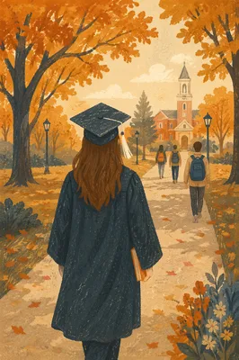 Autumn College Quad Graduation Walk
