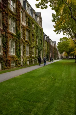 Autumn College Quad with Walking Students
