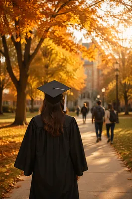 Autumn College Quad Graduate Walking