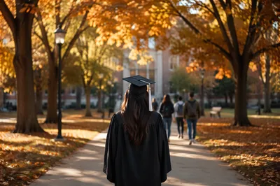 Autumn College Quad Graduation Walk