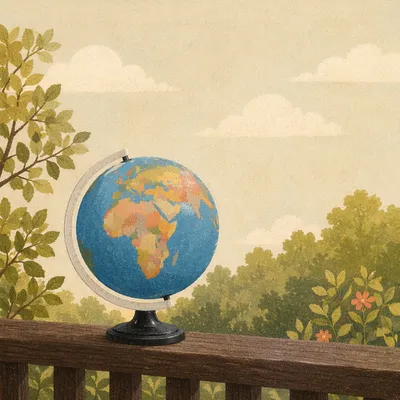 Classroom Globe in Morning Garden Light