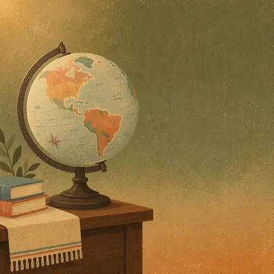 Vintage Classroom Globe with Copy Space