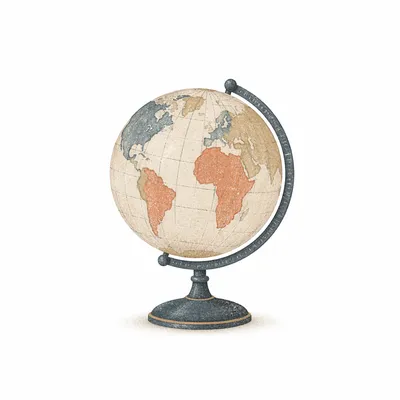Minimal Vintage Globe for Geography Education