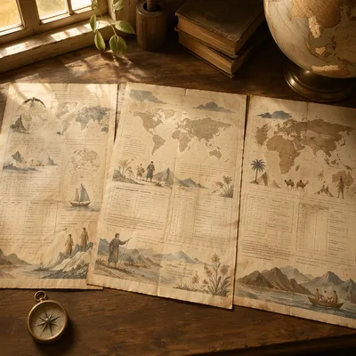 Vintage Globe and Geography Study Table