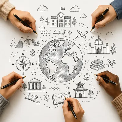 Collaborative Geography Globe Lesson Flat Lay