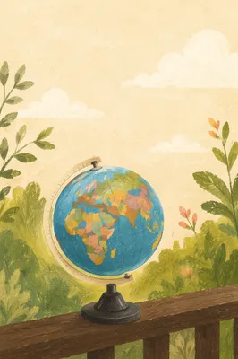 Classroom Globe in Morning Garden Light
