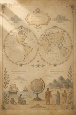 Antique Geography Lesson Parchment Map