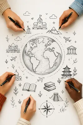 Collaborative Geography Globe Study Flat Lay