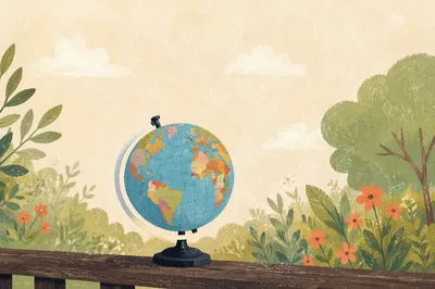 Classroom Globe in Morning Garden Light