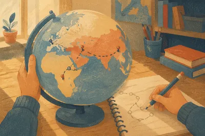 Vintage Globe and World Map Study