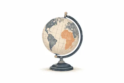 Minimal Vintage Globe for Geography Education