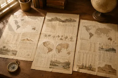 Vintage Globe and Parchment Geography Study