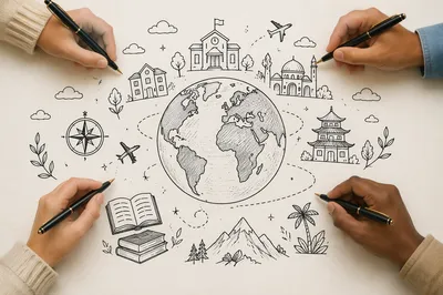 Collaborative Hand-Drawn Globe Geography Lesson
