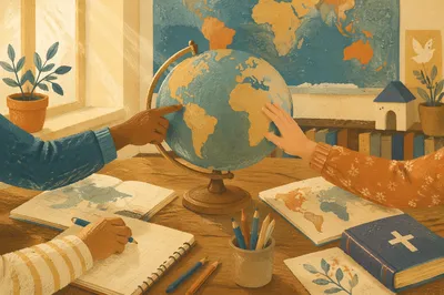 Faith Classroom Geography Table with Vintage Globe