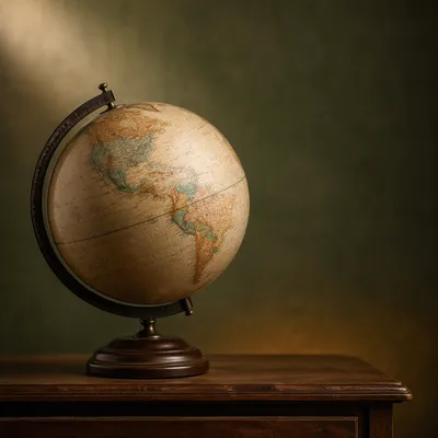 Vintage Classroom Globe with Copy Space