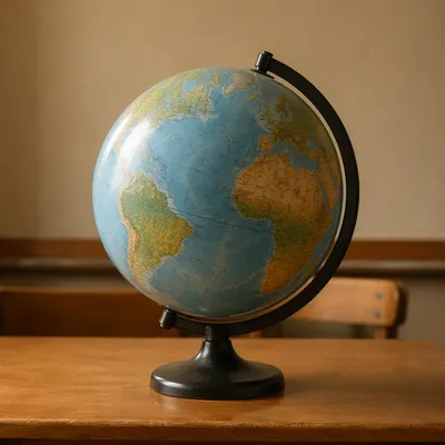 Classroom Globe on Wooden Desk