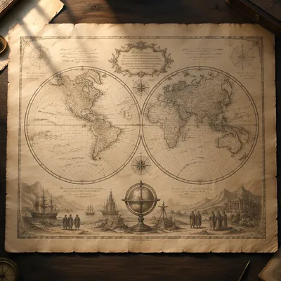 Antique Geography Lesson on Parchment