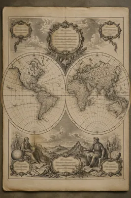 Vintage Double Hemisphere World Map