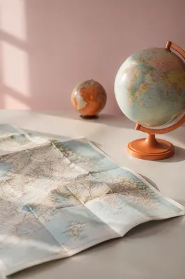 Minimal Globe and Road Map Study Scene