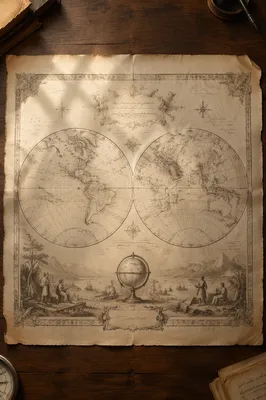 Antique Geography Lesson on Parchment