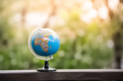 Classroom Globe in Morning Garden Light