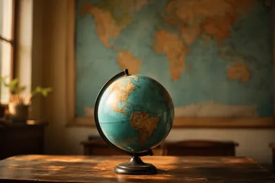 Classroom Globe with World Map Background