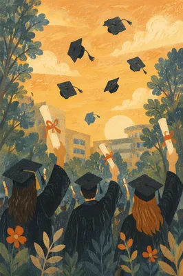 Golden Graduation Celebration on Campus Lawn