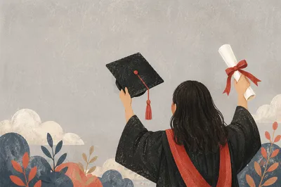 Graduate Hands Holding Cap and Diploma