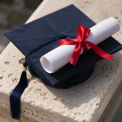 Graduation Cap and Diploma Celebration Scene