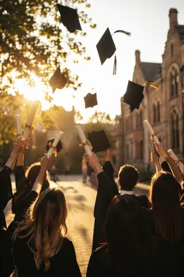 Golden Hour Graduation Celebration in Courtyard