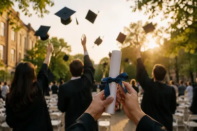 Golden Hour Graduation Caps and Diploma