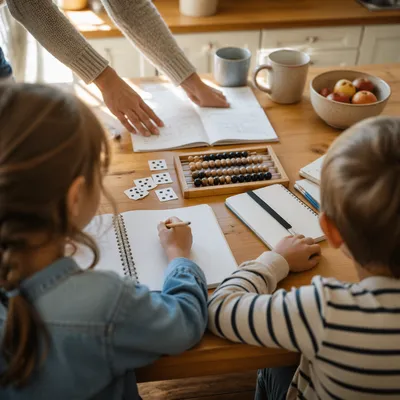 Sunlit Homeschool Learning at Kitchen Table