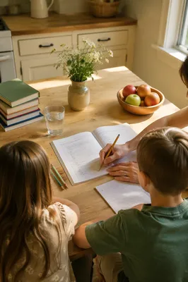 Cozy Homeschool Morning at Kitchen Table