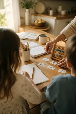 Sunlit Homeschool Learning at Kitchen Table